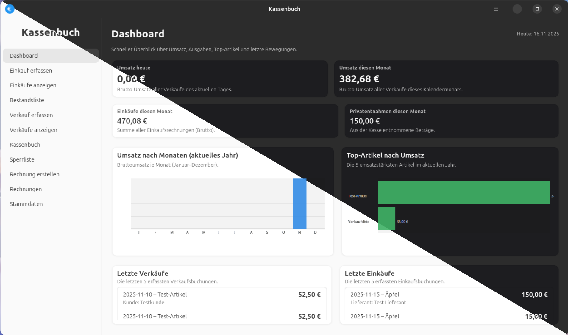 Kassenbuch Dashboard